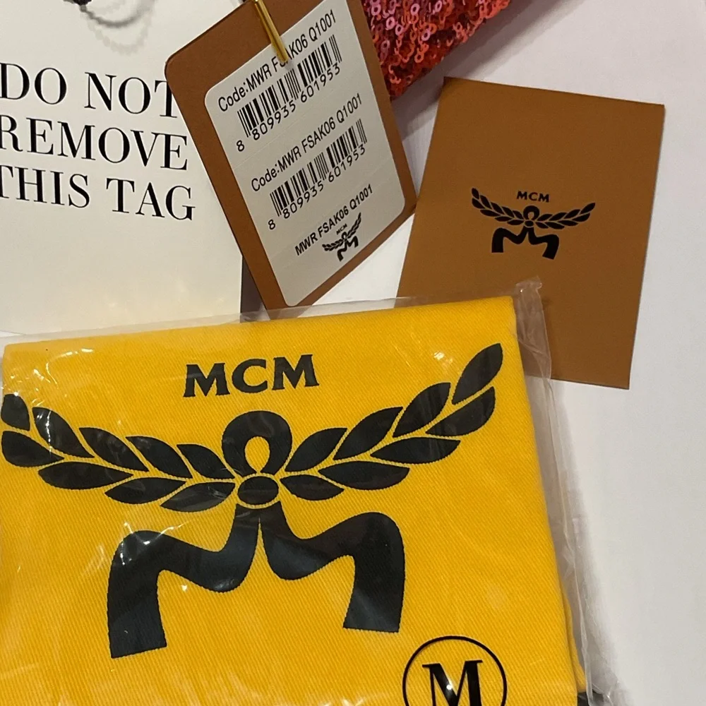 MCM Diamond Tote In Sequin Lamb Leather Pink NWT - Picture 13 of 13